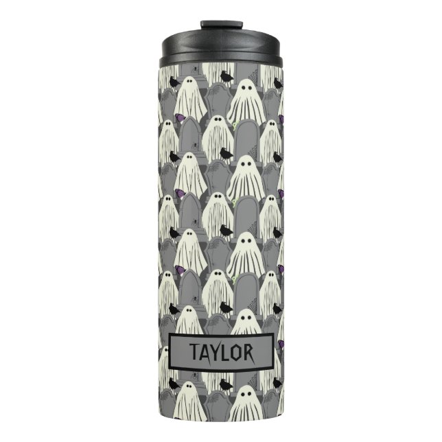 Spooky Ghosts and Tombstones Halloween Thermal Tumbler (Front)