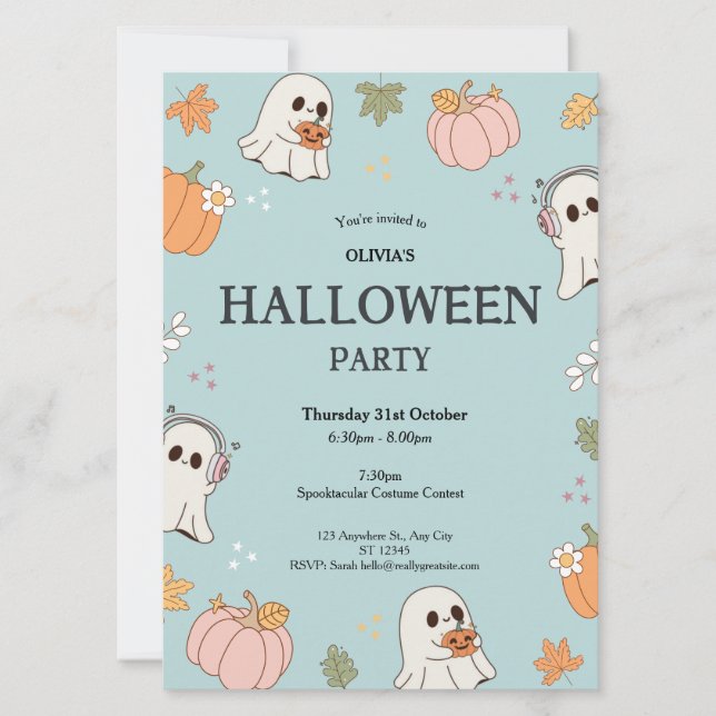 Spooky Ghosts Halloween Party Invitation (Front)