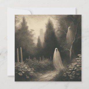 Spooky Ghosts In Graveyard Horror Goth Card