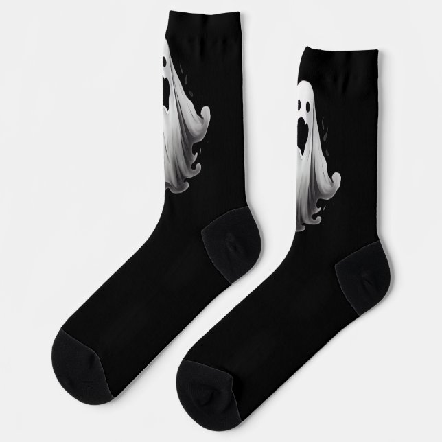 Spooky ghosts on black socks (Left)