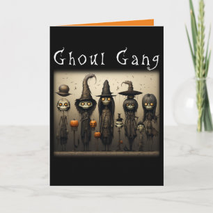 Spooky Ghoul Gang Skeleton Witches Halloween Card