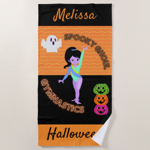 Spooky Ghoul Gymnastics Monster Gymnast Halloween  Beach Towel