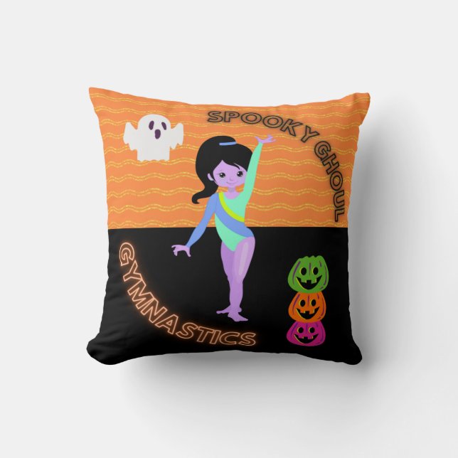 Spooky Ghoul Gymnastics Monster Gymnast Halloween  Cushion (Front)