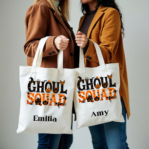 Spooky Ghoul Squad Halloween Custom Name Tote Bag