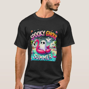 Spooky Ghoul Summer Cute Ghost Flamingo Hello Summ T-Shirt