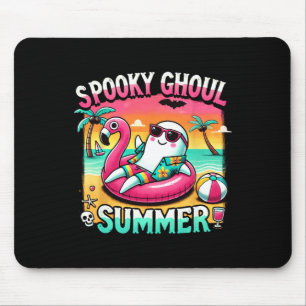 Spooky Ghoul Summer Cute Ghost Flamingo Summer Vac Mouse Mat