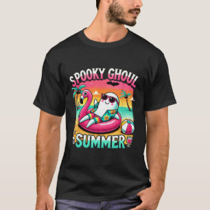 Spooky Ghoul Summer Cute Ghost Flamingo Summer Vac T-Shirt