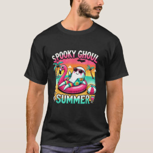 Spooky Ghoul Summer Cute Ghost Flamingo Summer Vac T-Shirt