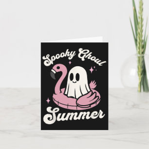 Spooky Ghoul Summer Cute Ghost Flamingo Summer Vib Card