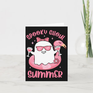 Spooky Ghoul Summer Cute Ghost Flamingo Summer Vib Card