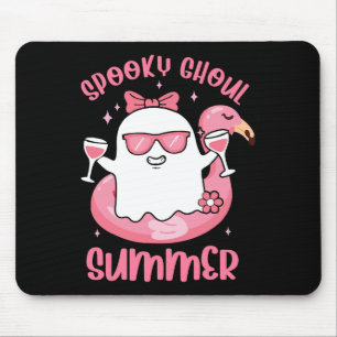 Spooky Ghoul Summer Cute Ghost Flamingo Summer Vib Mouse Mat