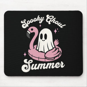 Spooky Ghoul Summer Cute Ghost Flamingo Summer Vib Mouse Mat