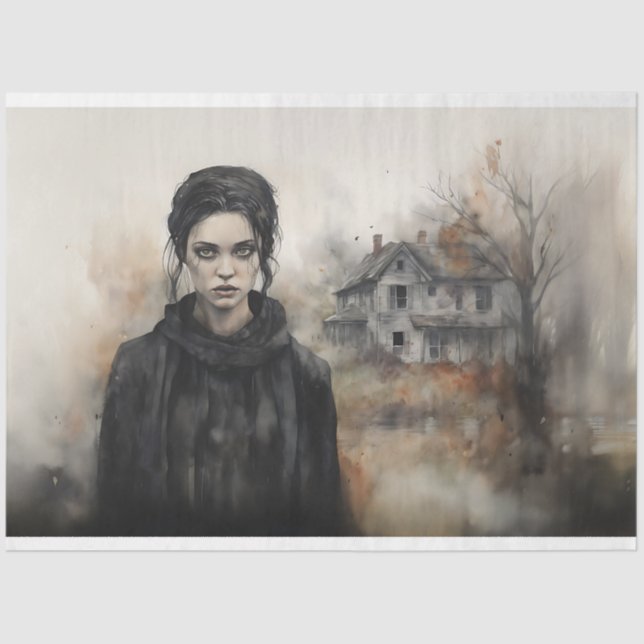 Spooky Girl 1 Decoupage Paper (Front)