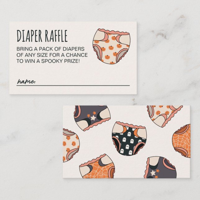 Spooky Girl Halloween Baby Shower Diaper Raffle Enclosure Card (Front/Back)