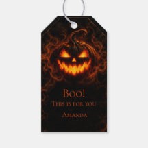 Spooky Glow Halloween Jack-O'-Lantern Gift Tag