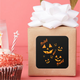 Spooky Glow: Jack-O’-Lantern & Trick-or-Treat Square Sticker