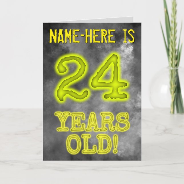 Spooky Glowing Aura Look "24 YEARS OLD!" + Name Card (Front)