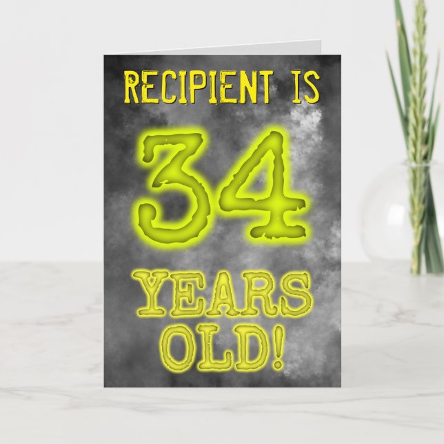 Spooky Glowing Aura Look "34 YEARS OLD!" + Name Card (Front)