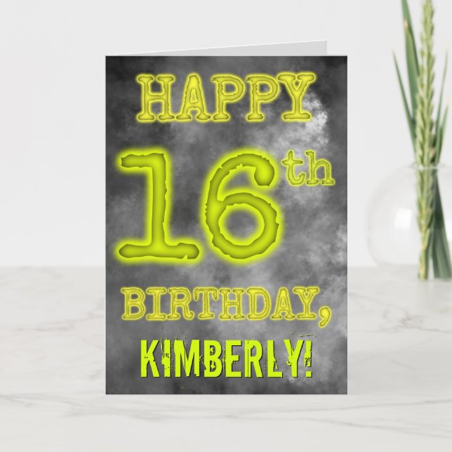 Spooky Glowing Aura Look "HAPPY 16th BIRTHDAY" Card (Front)