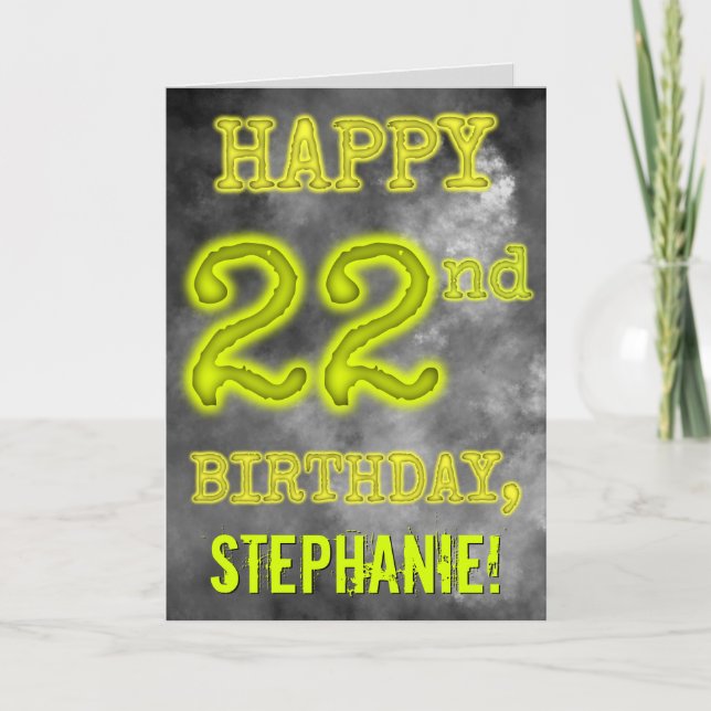 Spooky Glowing Aura Look "HAPPY 22nd BIRTHDAY" Card (Front)