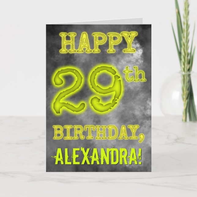 Spooky Glowing Aura Look "HAPPY 29th BIRTHDAY" Card (Front)