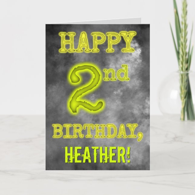 Spooky Glowing Aura Look "HAPPY 2nd BIRTHDAY" Card (Front)
