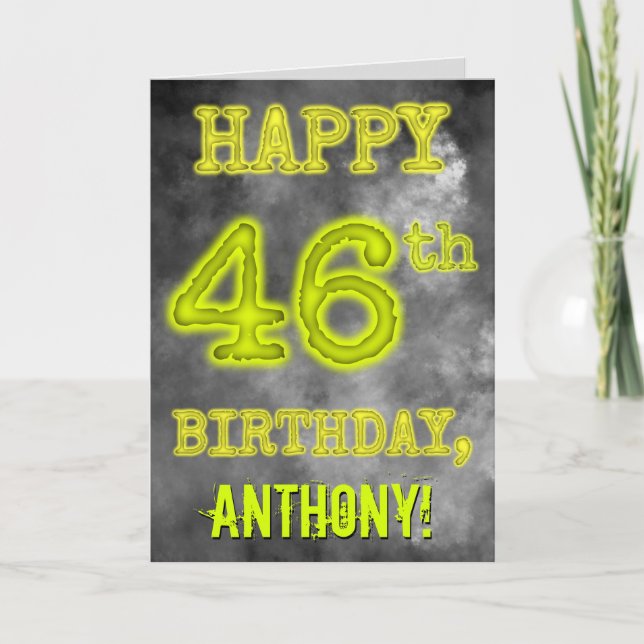 Spooky Glowing Aura Look "HAPPY 46th BIRTHDAY" Card (Front)