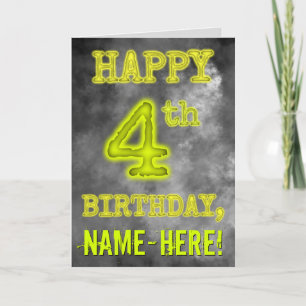 Spooky Glowing Aura Look "HAPPY 4th BIRTHDAY" Card