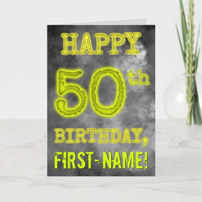 Spooky Glowing Aura Look "HAPPY 50th BIRTHDAY" Card (Front)