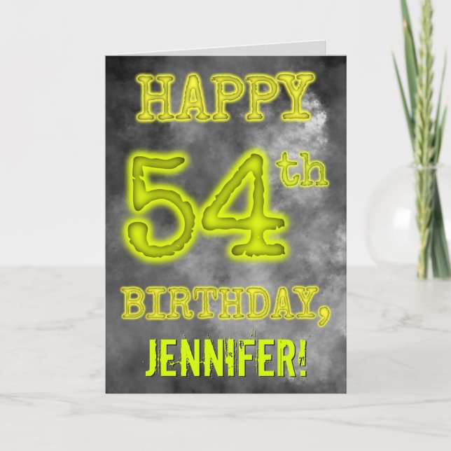 Spooky Glowing Aura Look "HAPPY 54th BIRTHDAY" Card (Front)
