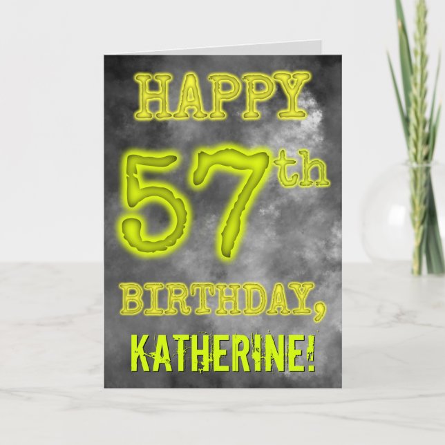 Spooky Glowing Aura Look "HAPPY 57th BIRTHDAY" Card (Front)