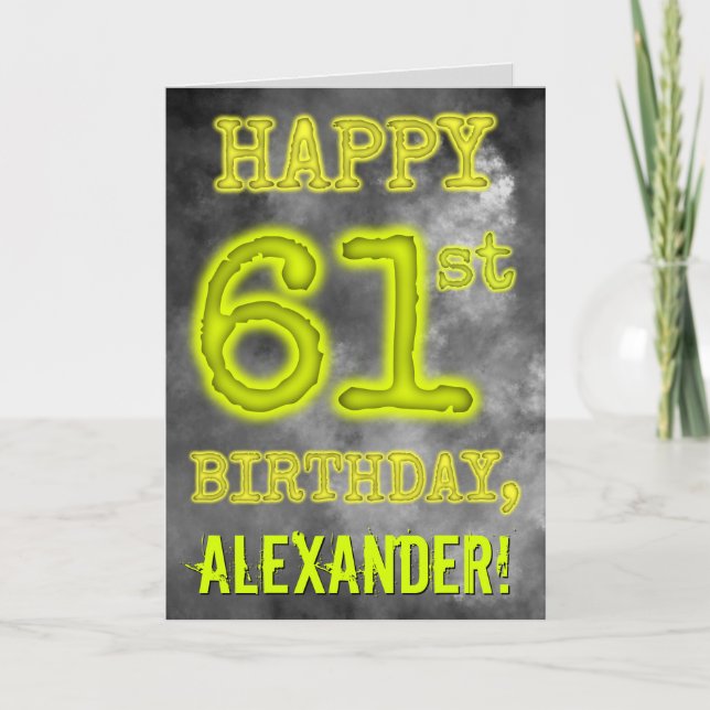 Spooky Glowing Aura Look "HAPPY 61st BIRTHDAY" Card (Front)