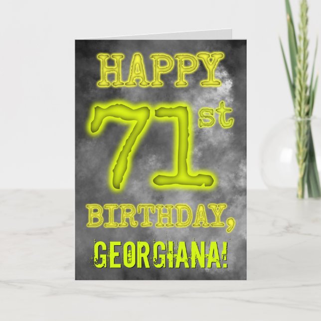 Spooky Glowing Aura Look "HAPPY 71st BIRTHDAY" Card (Front)