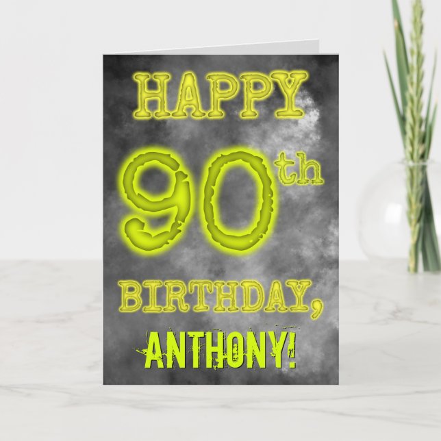 Spooky Glowing Aura Look "HAPPY 90th BIRTHDAY" Card (Front)