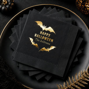 Spooky Glowing Bats Happy Halloween Foil Napkins