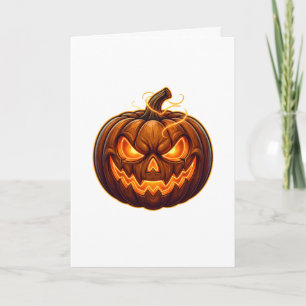 Spooky Glowing Halloween Jack O Lantern Greeting C Card