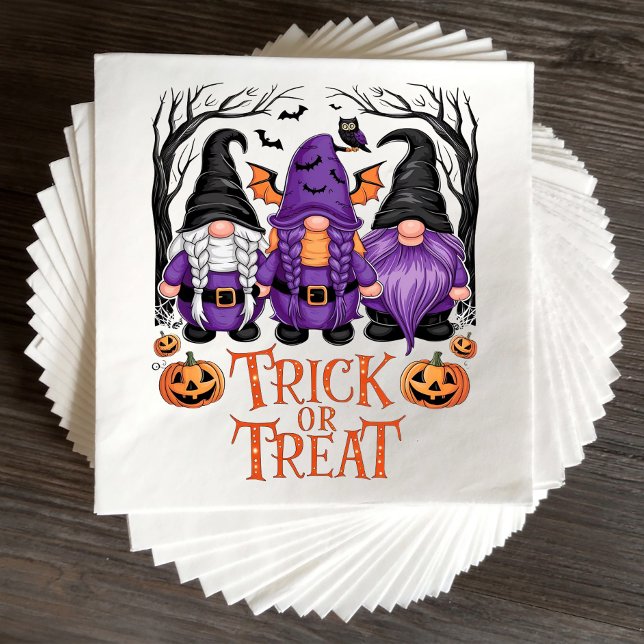 Spooky Gnomes Black Goth Witch Gnome Halloween  Napkin (Creator Uploaded)
