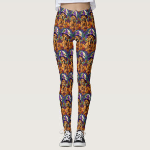 Spooky Golden Retriever Halloween Witch Pumpkin Leggings