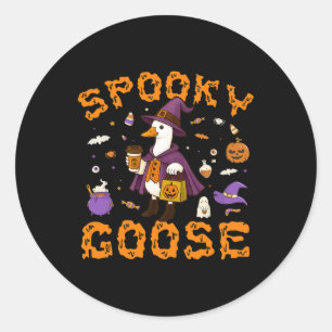 Spooky Goose Funny Coffee Halloween Witch Women Gi Classic Round Sticker