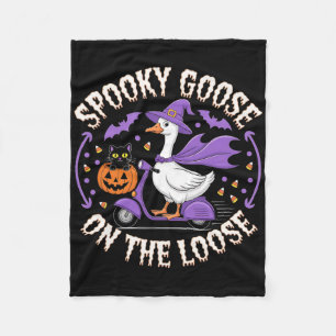 Spooky Goose On The Loose Funny Halloween Fleece Blanket
