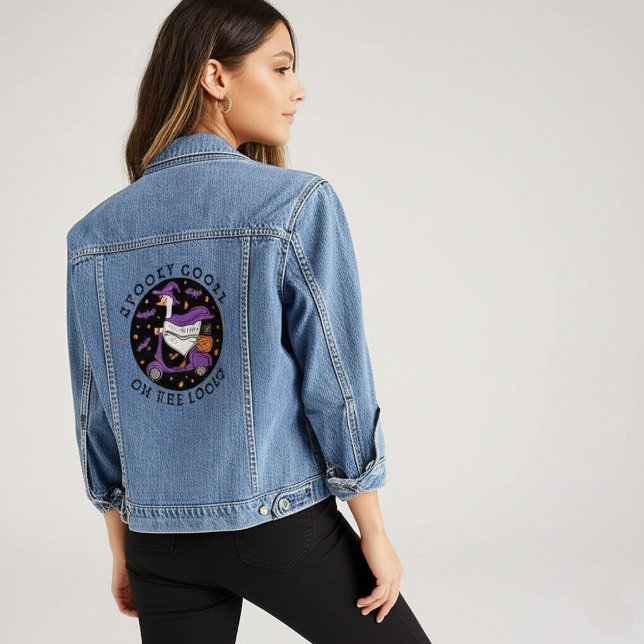 Spooky Goose On The Loose Halloween Denim Jacket (Creator Uploaded)