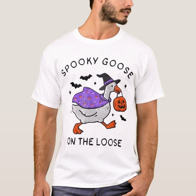 Spooky Goose On The Loose Halloween T-Shirt (Front)