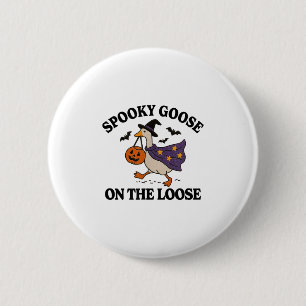 Spooky Goose On The Loose Witch Silly Goose Animal 6 Cm Round Badge