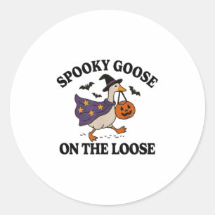Spooky Goose On The Loose Witch Silly Goose Animal Classic Round Sticker