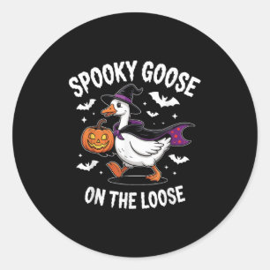 Spooky Goose On The Loose Witch Silly Goose Animal Classic Round Sticker