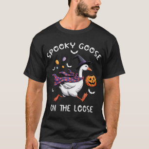 Spooky Goose On The Loose Witch Silly Goose Animal T-Shirt
