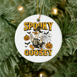 Spooky Goosey Halloween For Boy Girl Pumpkin Ghost Ceramic Tree Decoration