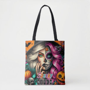 Spooky Goth Girl Halloween  Tote Bag