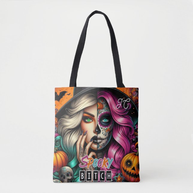 Spooky Goth Girl Halloween  Tote Bag (Front)