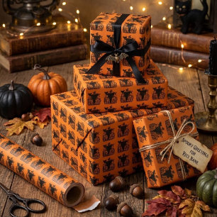 Spooky Goth Halloween Scarecrow Pumpkin Cornfield Wrapping Paper